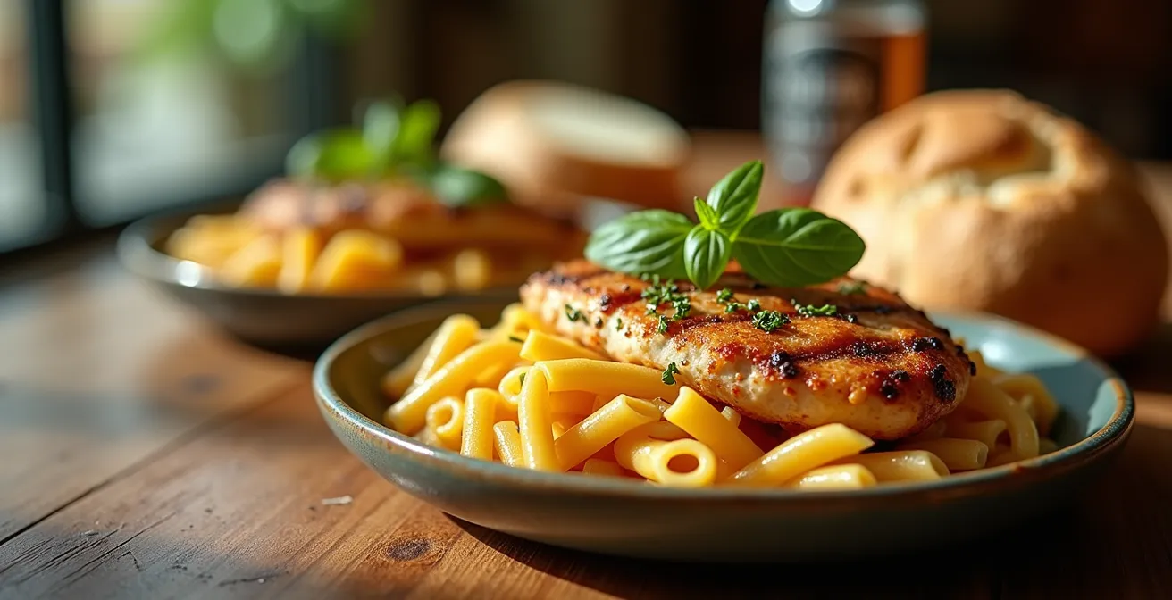 Tavola italiana con porzioni misurate per calcolo macronutrienti