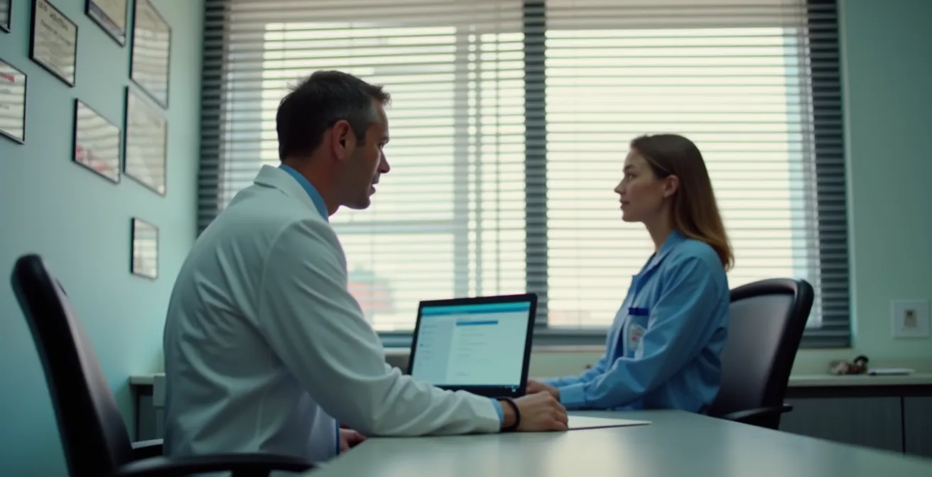 Medico italiano compila certificato digitale per paziente con burnout