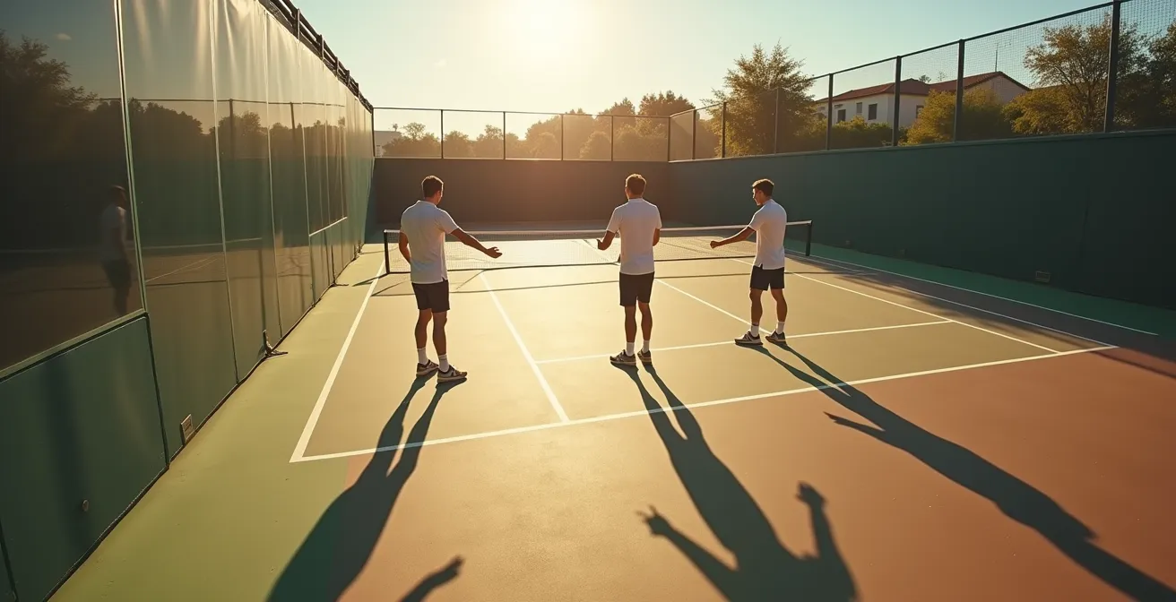 Due giocatori di padel che comunicano con gesti per coprire il centro campo