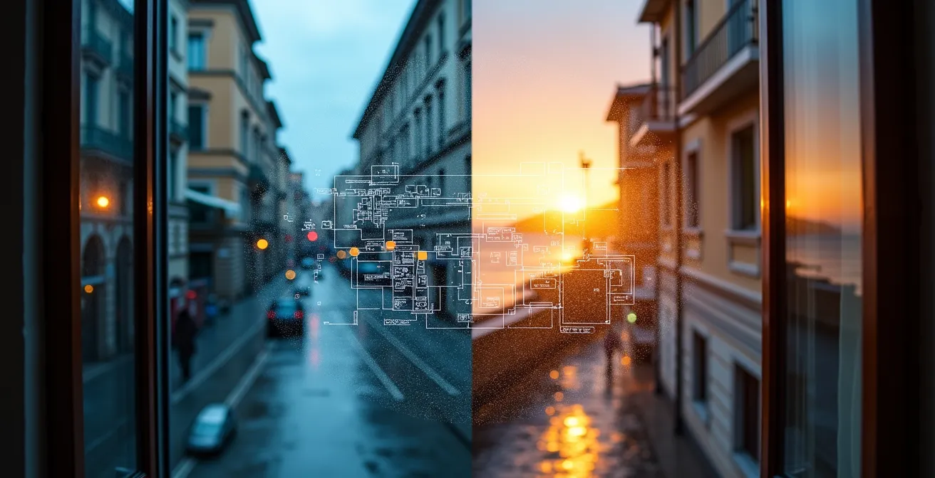 Dashboard digitale con mappe regionali italiane e indicatori meteo-commerciali per la gestione delle scorte