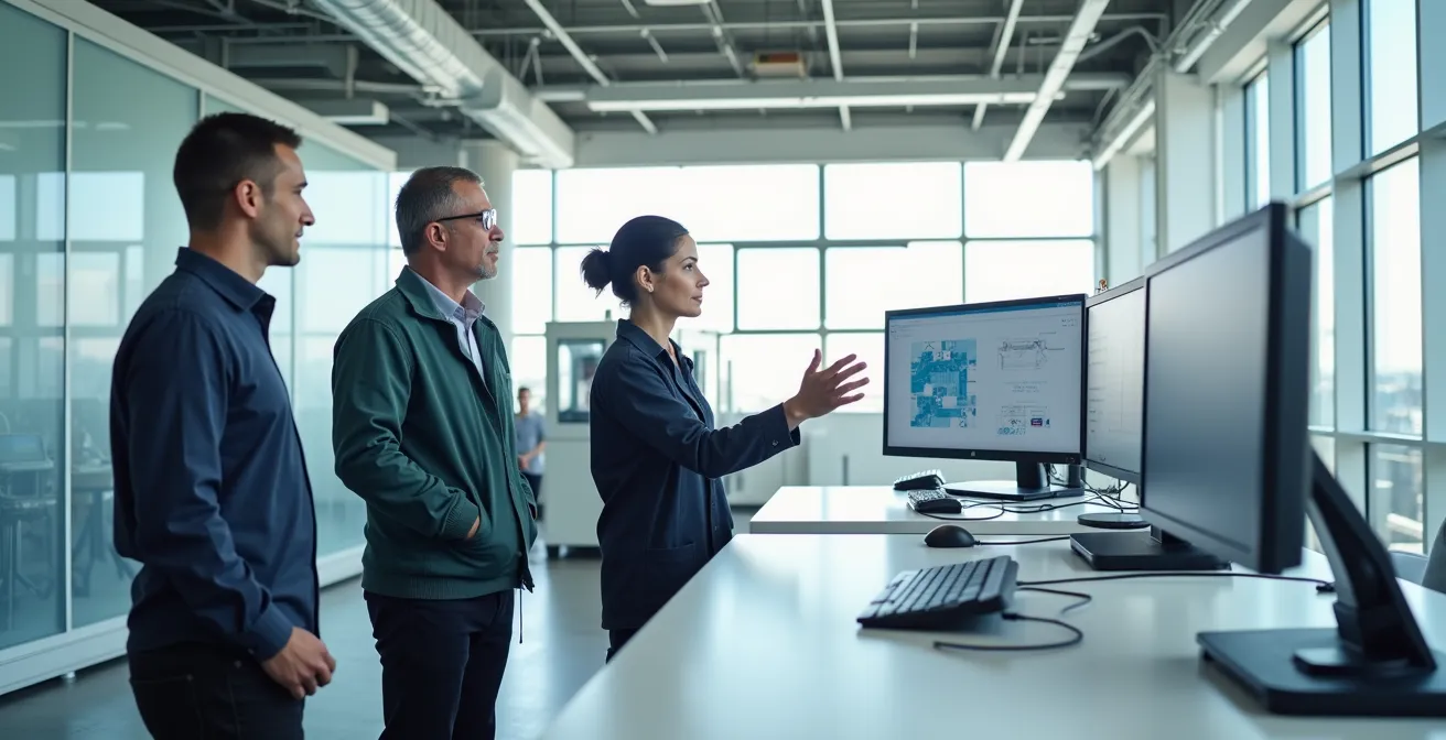 Sessione di formazione digitale per operatori esperti in ambiente industriale italiano