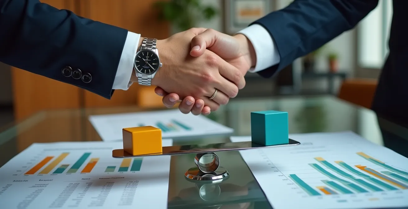 Negoziazione tra cliente e manager bancario in un ufficio italiano moderno